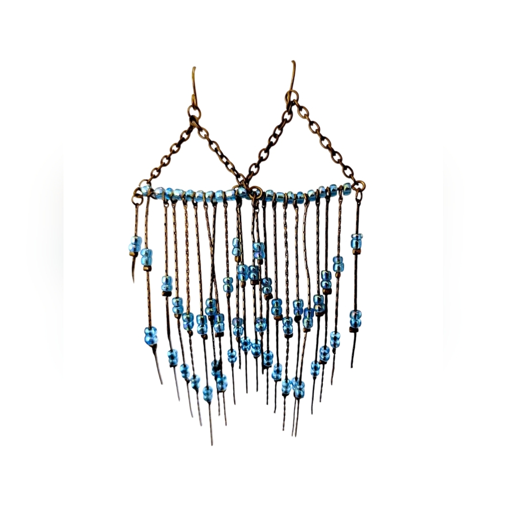 Women's Baby Blue Beaded Dangle Earrings
